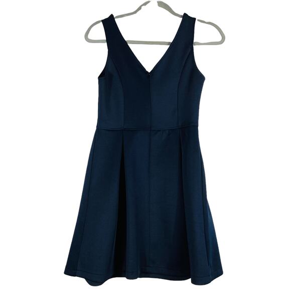 Navy Blue Fit and Flare Mini Dress Size Small - Picture 2 of 8
